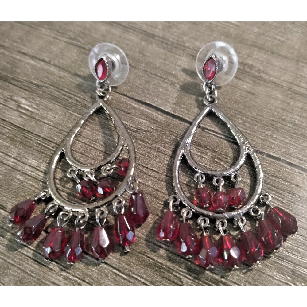 Pierced Fashion Red Chandelier Dangle Boho Earrings Costume Jewelry